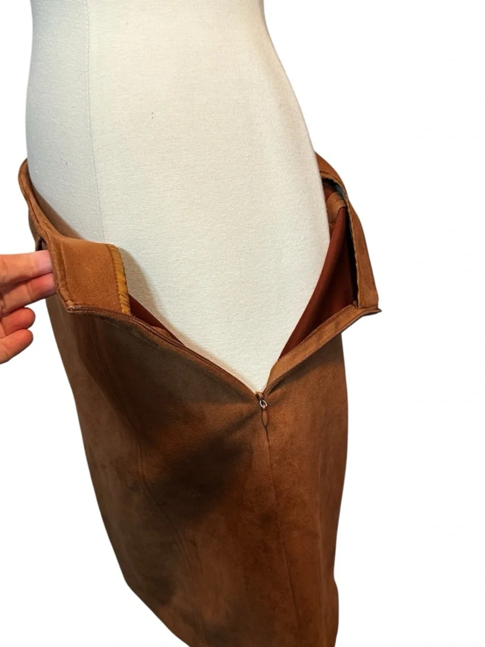 Haute Monde - Tan Brown A-Line Faux Suede Skirt sz L